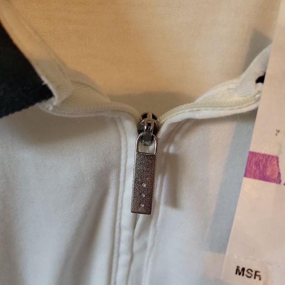 New Perry Ellis Zippered Polo Shirt 2xl wht/blk. - Picture 4 of 6